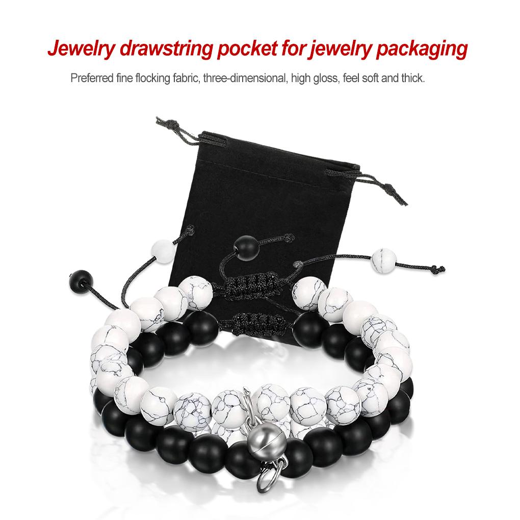 Czarne, bawełniane torby ze ściągaczem Premium na biżuterię i małe części, aksamitna tkanina, bez luźnej nitki