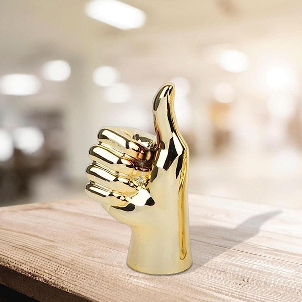 Hand Gesture Statue Modern Art Gesture Sculpture Table Statue Ornament for Home Office Living Room Table Decoration - Golden, Thumbs Up
