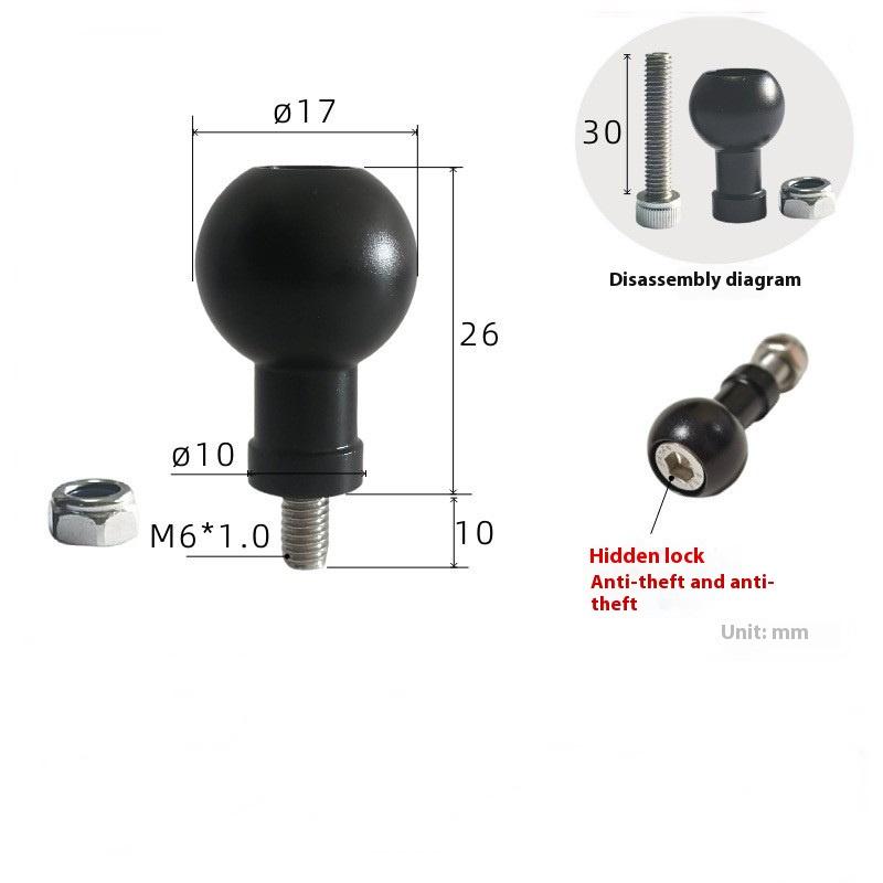 1 Piece Motorcycle Sport Camera Mount Connector 17Mm/25.4Mm Ball Head To M6 M8 M10 Screw Bracket Connector For Camera