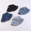 Washed Denim Denim Bucket Hat Large Brim Sun Protection Hat Personalized Basin Hat  Beach
