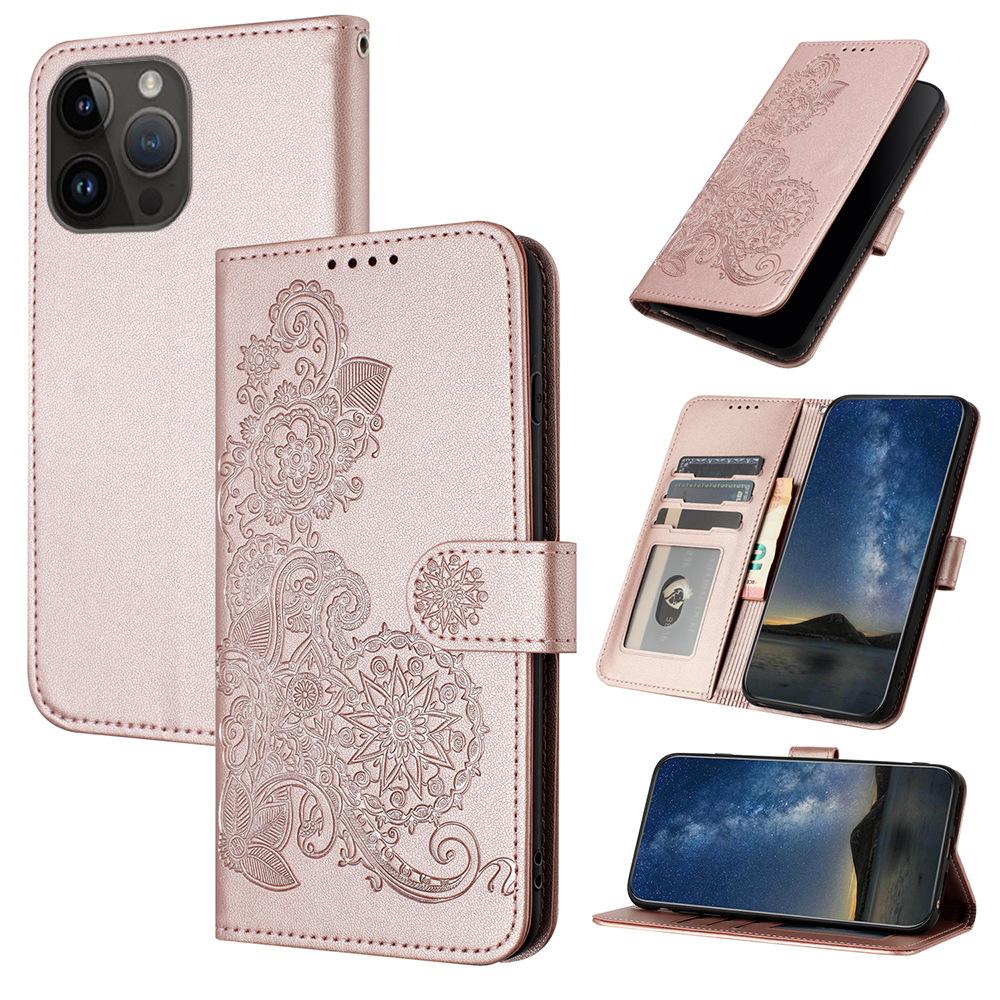Suitable for Samsung S24 Mandala Flower A55 Solid Color Sunflower Mobile Phone Leather Case Flip Card Anti-drop A73