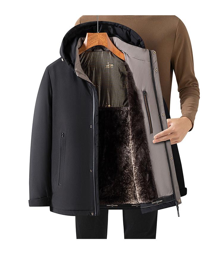 Men's Cotton Coat with Detachable Fleece Graphene Heating Hood