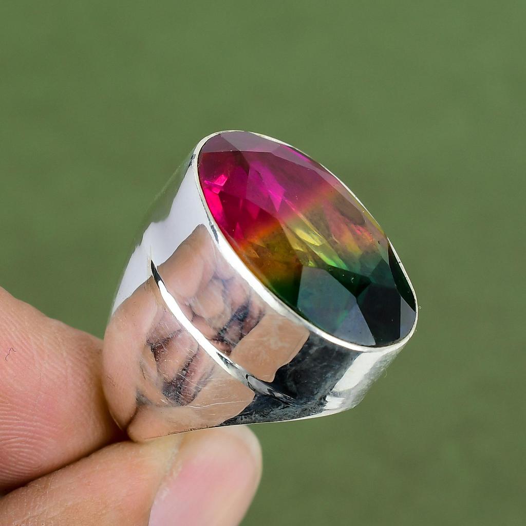 Faceted Multi Tourmaline Ring 925 Sterling Silver Rings Handmade Jewelry Top Quality Gemstone Ring Anniversary Gifts Available In Ring Size