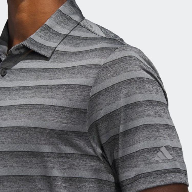 Adidas Striped Color Block Polo Shirt Men Tops Black Gray HR7981