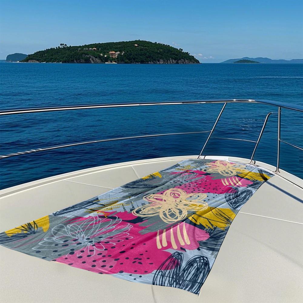 Abstract Floral Doodles Quick Drying Bath Towel Microfiber beach towel - light weight swimming camping  yoga beach out