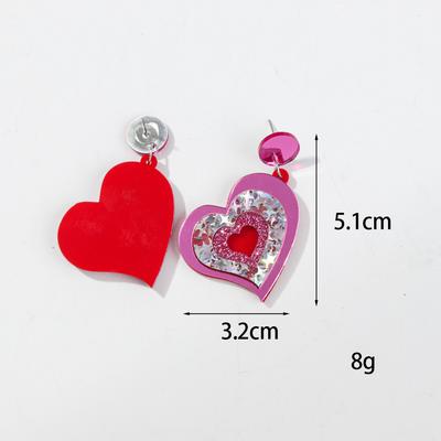 Neue Süße Spiegelnde Liebe Acryl Hängeohrringe für Damen Mädchen Glitzer Rosa Herz Hängende Ohrringe Valentinstag Schmuck Geschenk