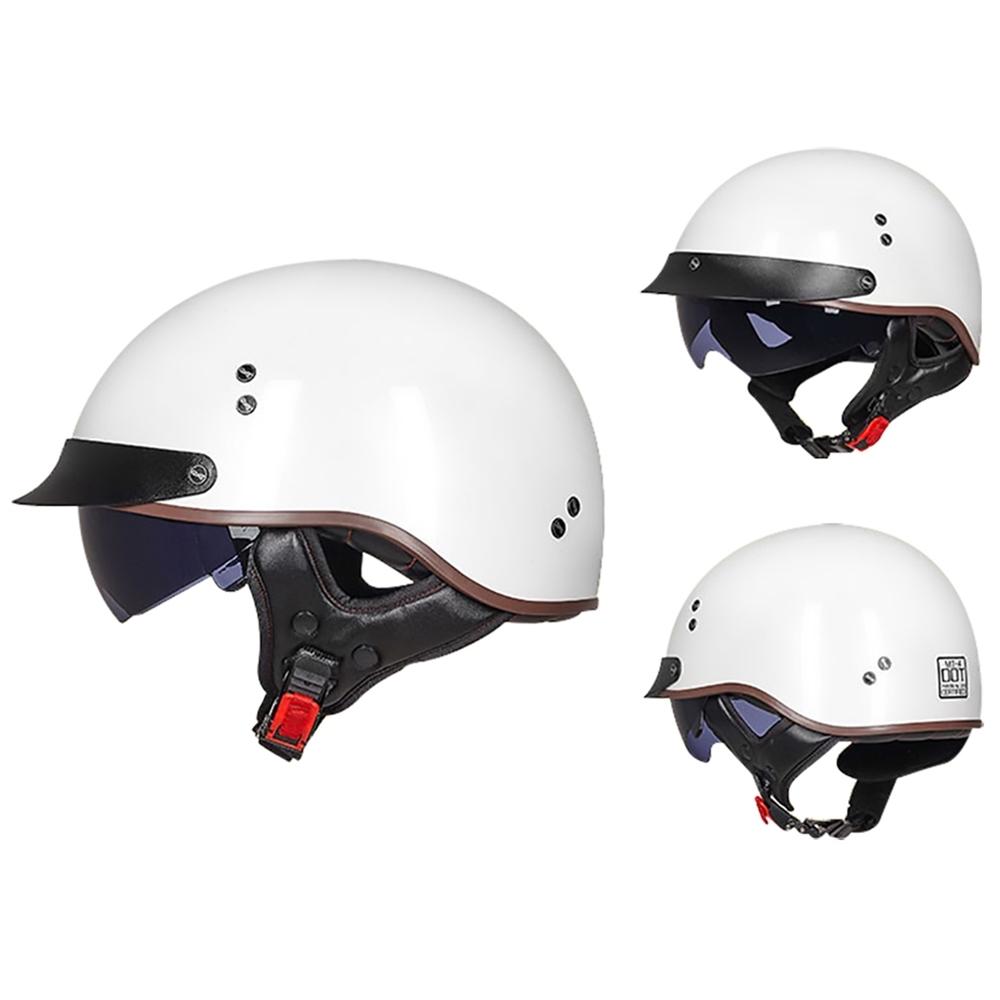 Retro Helmets For Motorcycle Capacete De Moto Helmet Vintage Street Touring Scooter Half Helmet Built In Visor DOT Certification