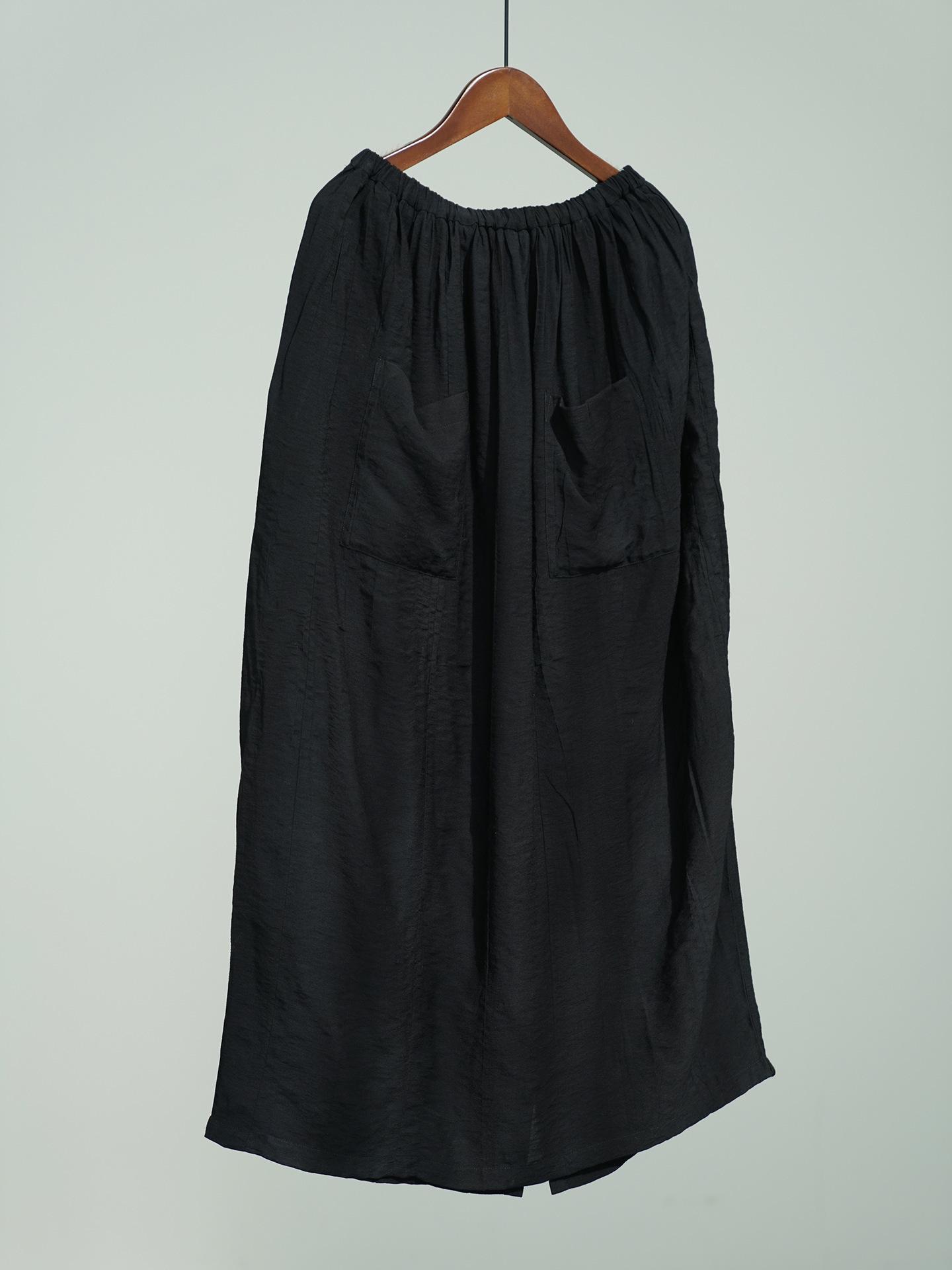 

Johnature Women Vintage Skirts Patchwork Pockets Summer Solid Color Elastic Waist Female Skirts One Size чёрный