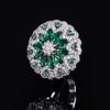 New Exquisite Green Tourmaline Ring Full Of Diamonds, Red Corundum Ring, Flower Light Luxury Green Crystal Zircon Ring.