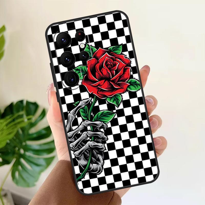 Checkerboard Sunflower Soft Case For Samsung Galaxy S21 S22 S23 S24 S25 Ultra S9 S10 Plus S20 FE S24 FE Phone Cover