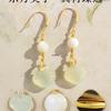 Sterling Silver Jade Earrings: Ancient-Inspired Women's Qipao Accessories with Peace Lock Design
