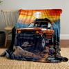 Classic SUV Adventure At Sunset Patterned Blanket, Flannel, Suitable for All Seasons, Home Decor, Warm and Cozy