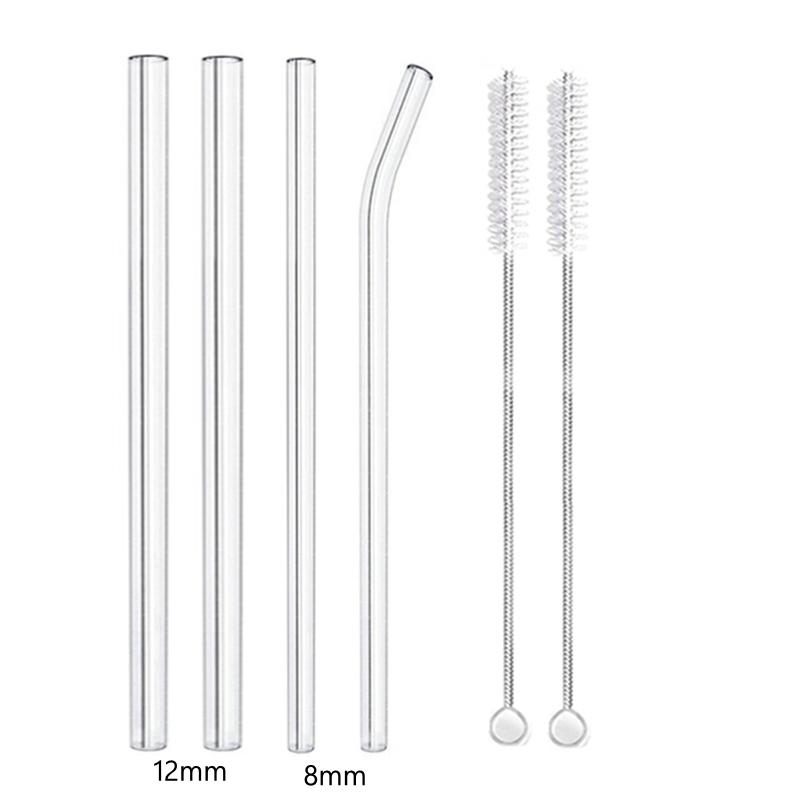 

12 мм многоразовая стеклянная соломинка Экологичные питьевые трубочки Трубочки для чая с пузырьками для смузи Молочные коктейли Напитки Бар Аксессуар для вечеринок
