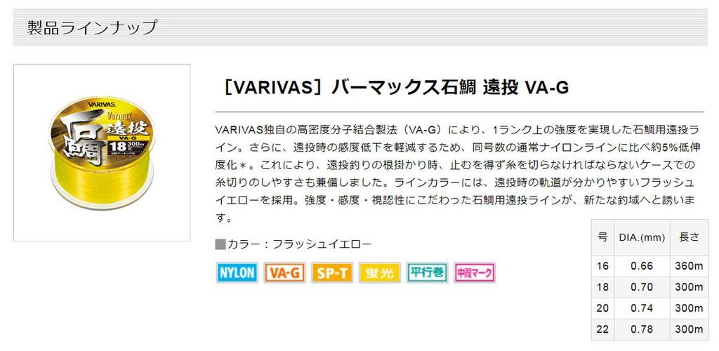 VARIVAS Line Varmax Ishidai Ento 300m (Varivas) VA-G 22 (size 22).