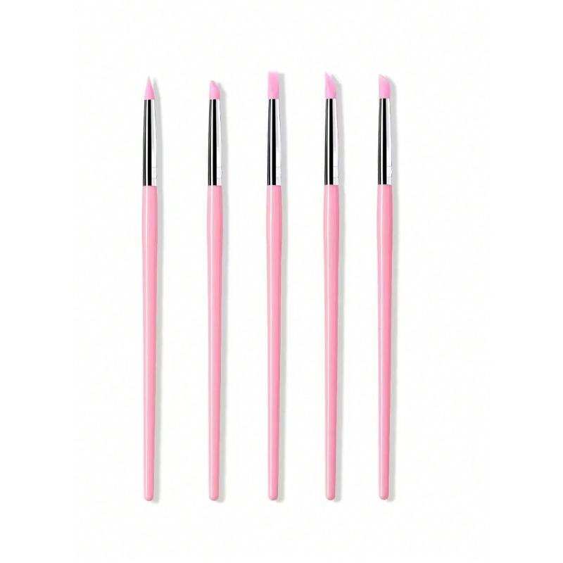 5Pcs/Set Silicone Nail Art Pen Brush UV Gel Polish Tip 3D Acrylic Flower Carving Embossing DIY Dotting Polish Brushes Sculpture Pen DIY Manicure Tool