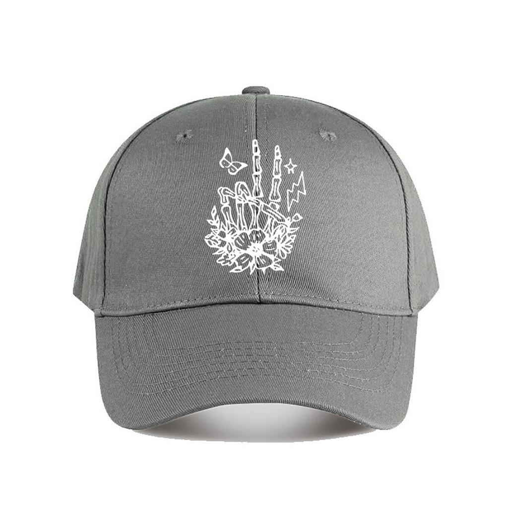 Oversized Gothic Floral Skeleton Print Baseball Cap Fashion Unisex Sunhat Womens Outdoor Sports Snapback Cap