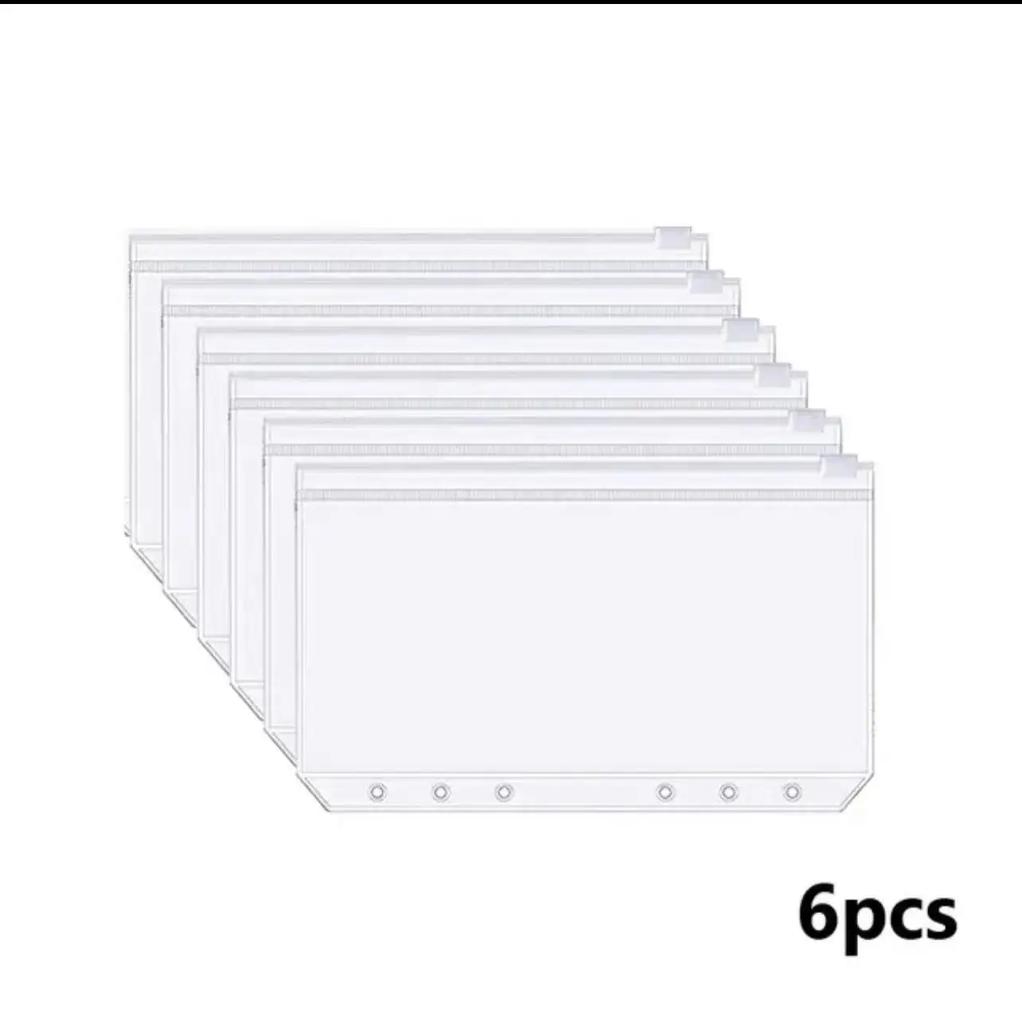 6/12pcs Binder Zipper Folders For 6-Ring Notebook Binder Transparent Loose Leaf Document Filing Bags