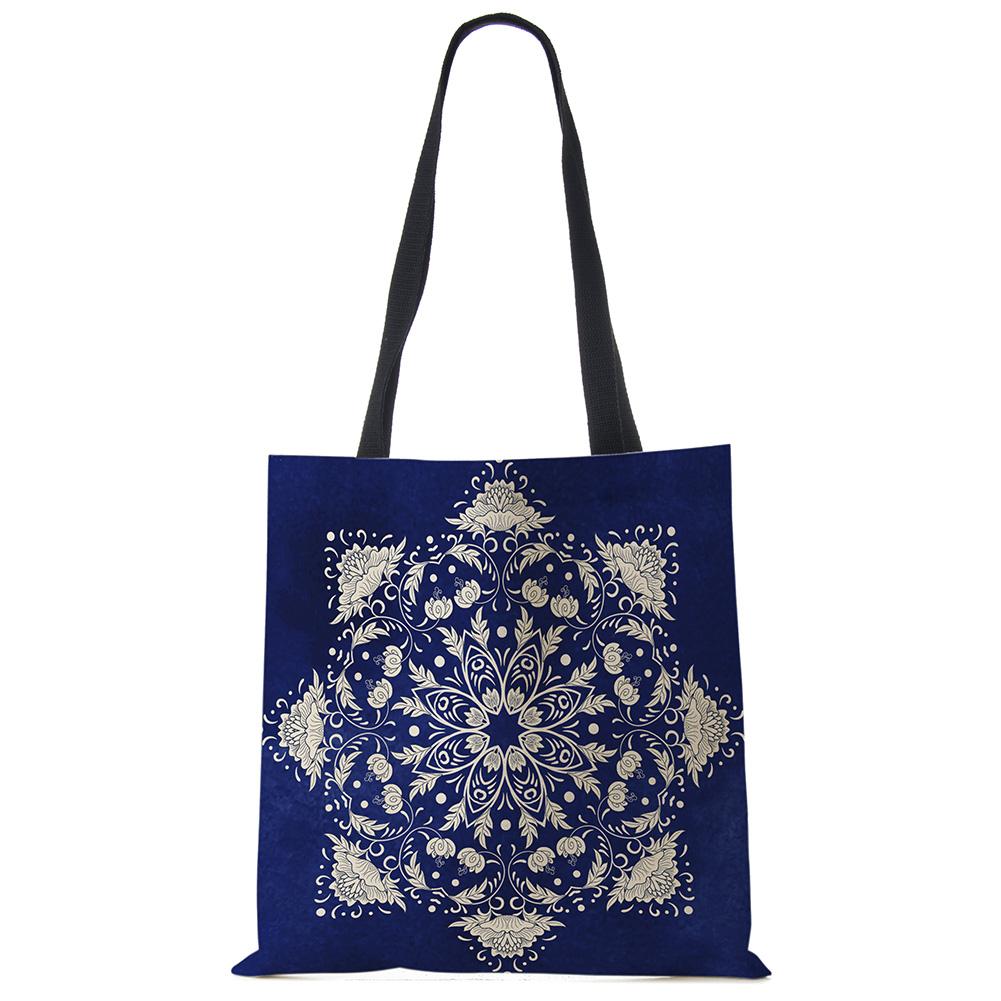 Vintage Print Casual Shoulder Bag Flowers Leaves Women Shopping Reusable Handbag Large Capacity Canvas Travel Beach Tote Bags CLE