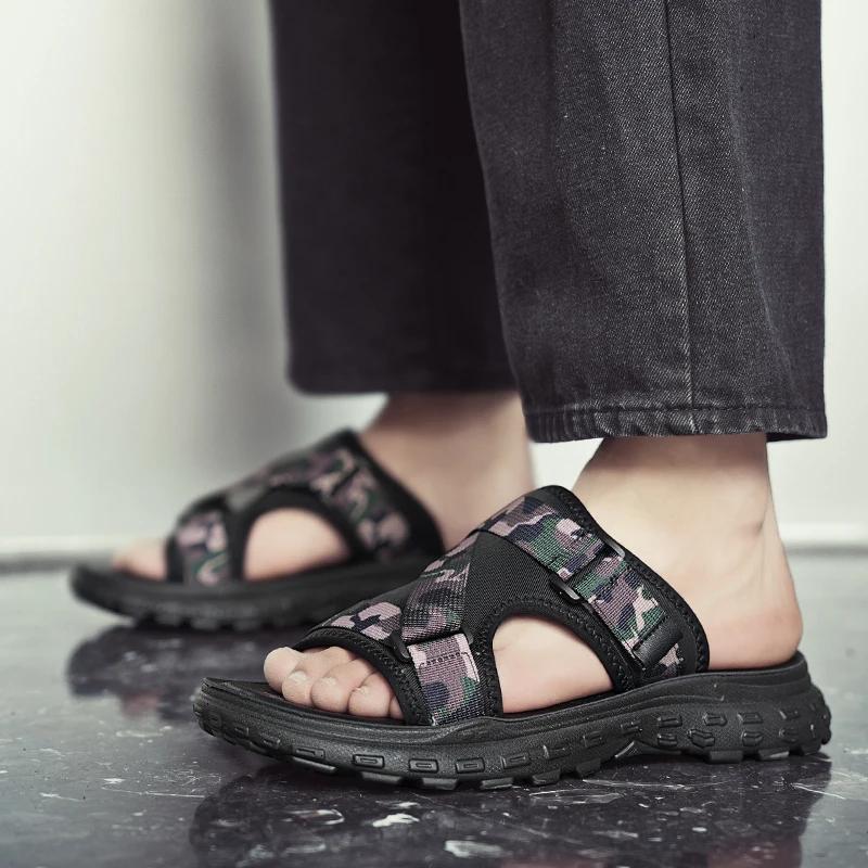 Men's Summer Slippers Thick Bottom Hard-wearing Shoes Men Sandals Outdoor Mens Slip-on Casual Beach Slides High Quality