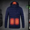 Winter Electric Heating Coat USB Power Supply 9 Heating Blocks Hooded Padded Thick