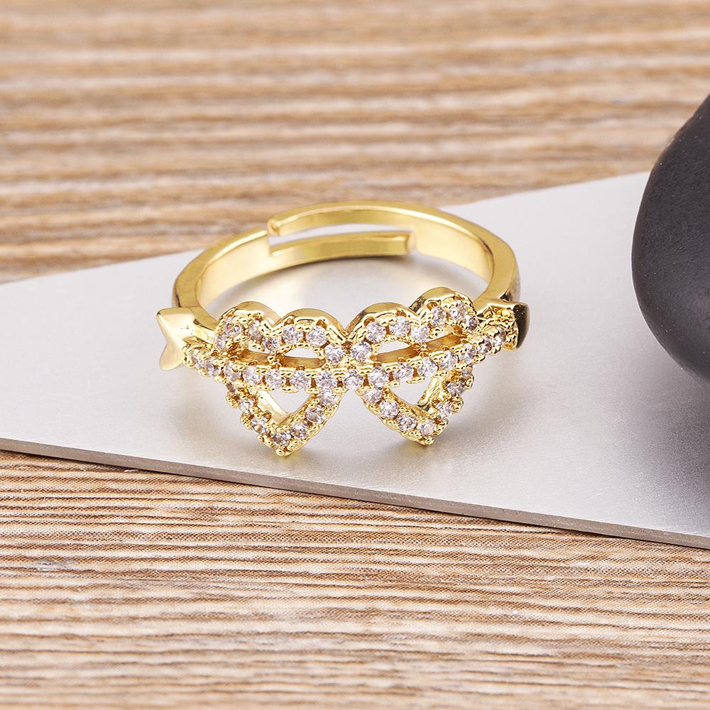 Nidin Temperament Romantic Heart Open Adjustable Rings for Women Girls Engagement Zircon Party Wedding Gift Jewelry Wholesale