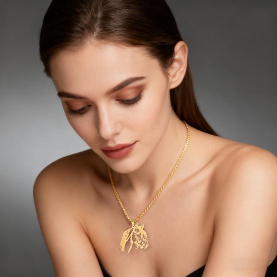 Horse Head Pendant Necklace Horse Silhouette Charm Necklace Women Men Zodiac Animal Necklace Jewelry Gift for Valentine's Day Birthday