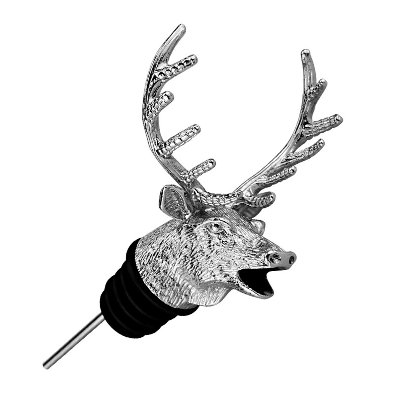 

Deer Head Wine Pourer, Alloy Fancy Wine Pourer, Deer Head Spout, Animal Head Wine Infuser. One Size срібний