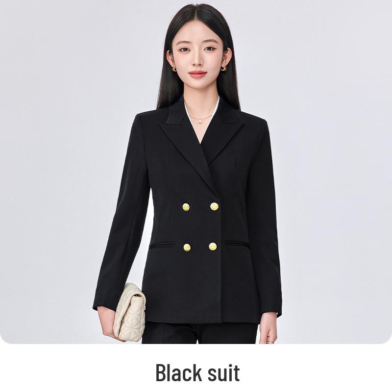 

Women s High-End Double-Breasted Black Blazer - Formal Fashion Workwear Suit Jacket M