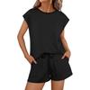 2026 European & American Women's Casual Two-Piece Set: Round Neck, Loose Short Sleeve, Japanese-Korean Style