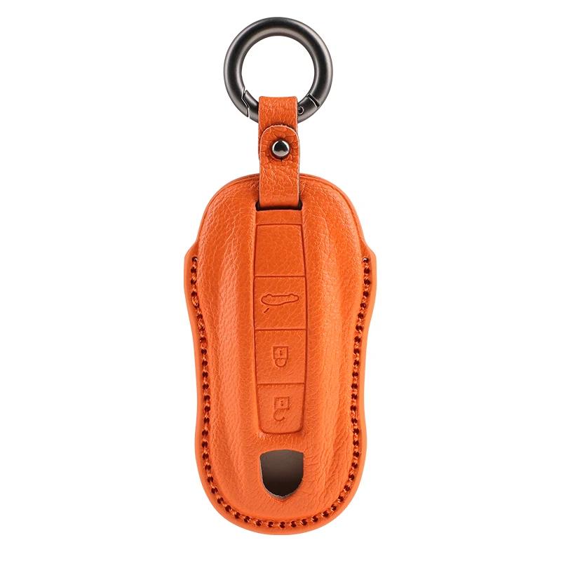Sheepskin High-Quality Car Key Case Cover Accessories For Porsche Panamera Spyder Carrera Macan Cayman Cayenne 911 970 981 991