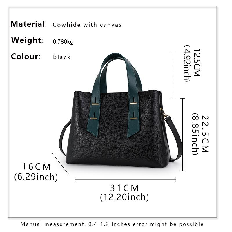 Aidrani New fashionable women's handbag, made of cowhide material with color blocking design, black official bag