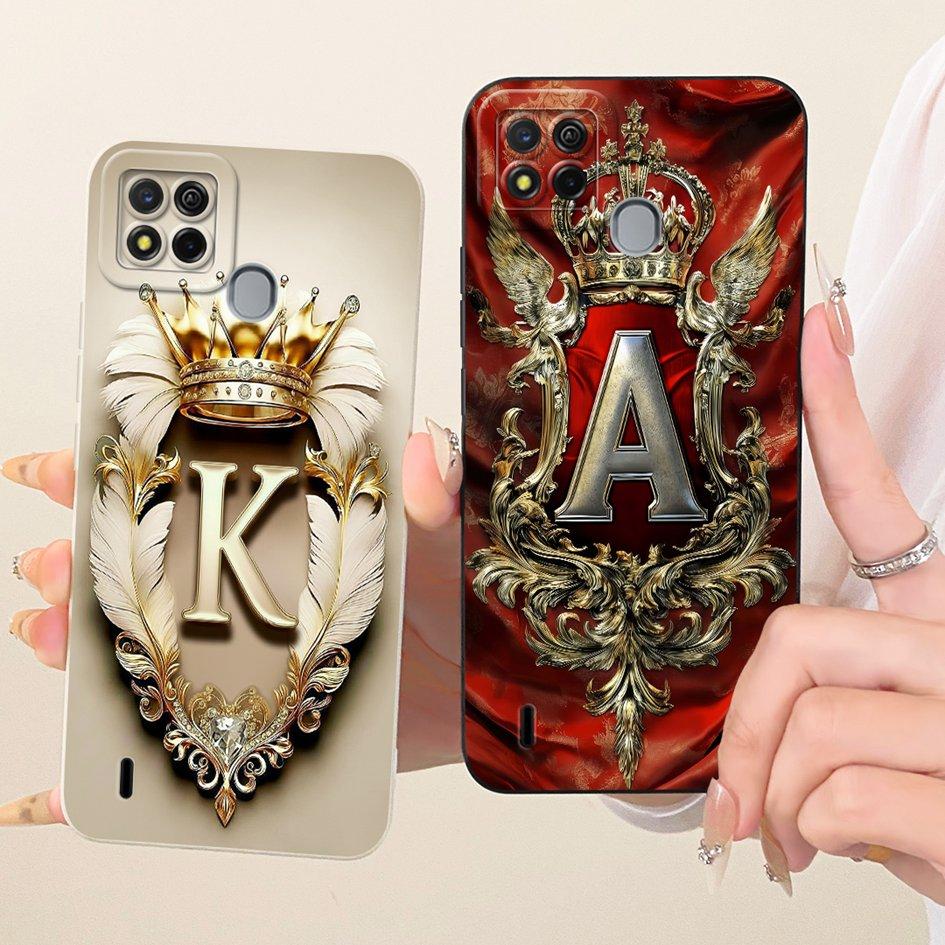 For Itel A57 Case A57 Pro Cover A611W W6004 Luxury Initial Letters Crown Soft Silicone Matte Funda For Itel A27 A551L P17 Bumper