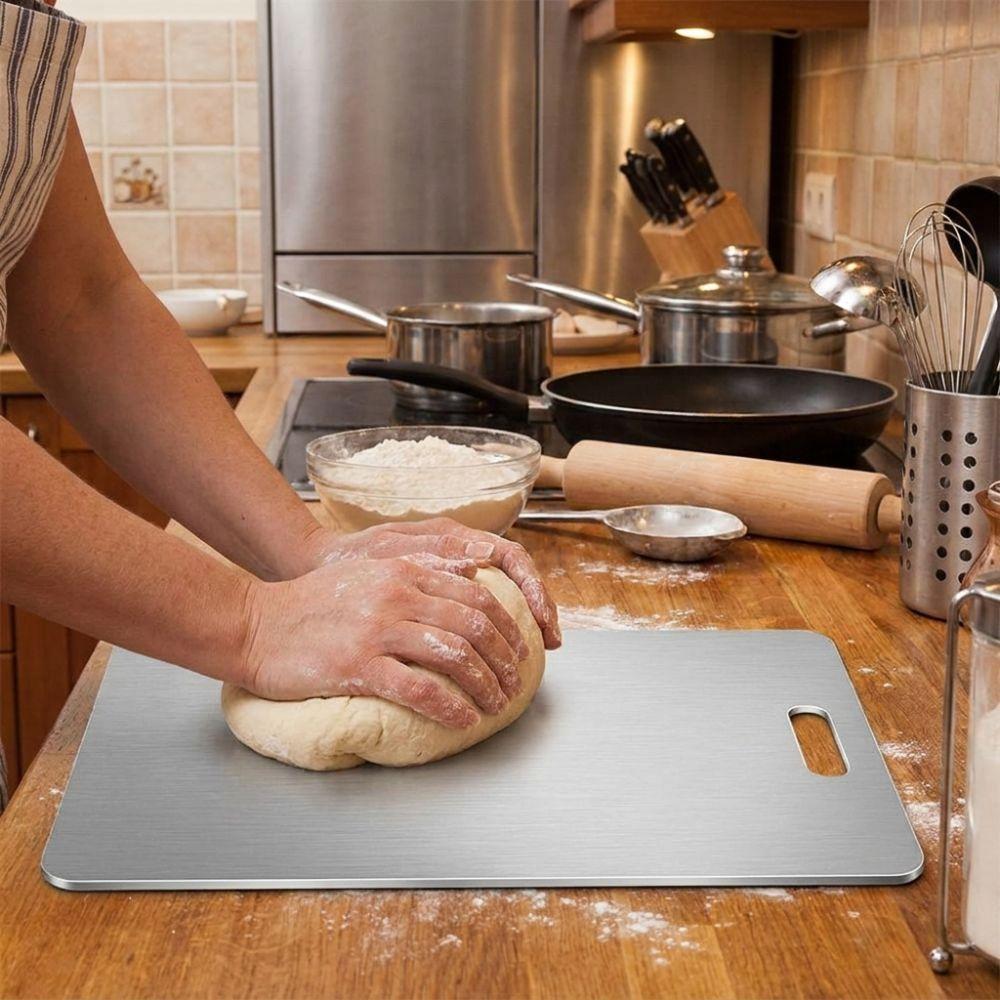 Double-Sided Stainless Steel Cutting Board Thickened Kneading Board Chopping Tray  Dough Kneading