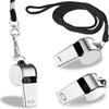 Genuine Stainless Steel High-Pitched Police Whistle with Lanyard for Outdoor Survival and Sports Refereeing