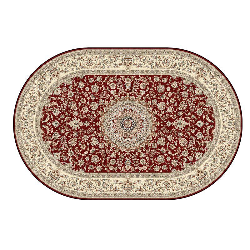 Persian Ethnic Style Carpet Decoration Living Room Oval Lint-free Non-slip Sofa Rug Bedroom Bedside Easy Clean Foot Mat Washable