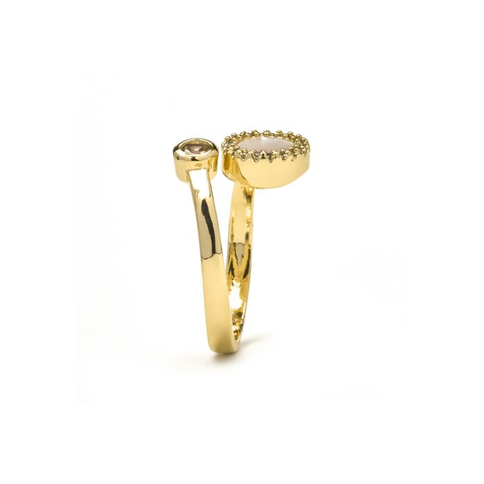 Bague - LUXENTER - Yaran - Nacre blanche - Or 18 carats - Largeur 13,8 mm
