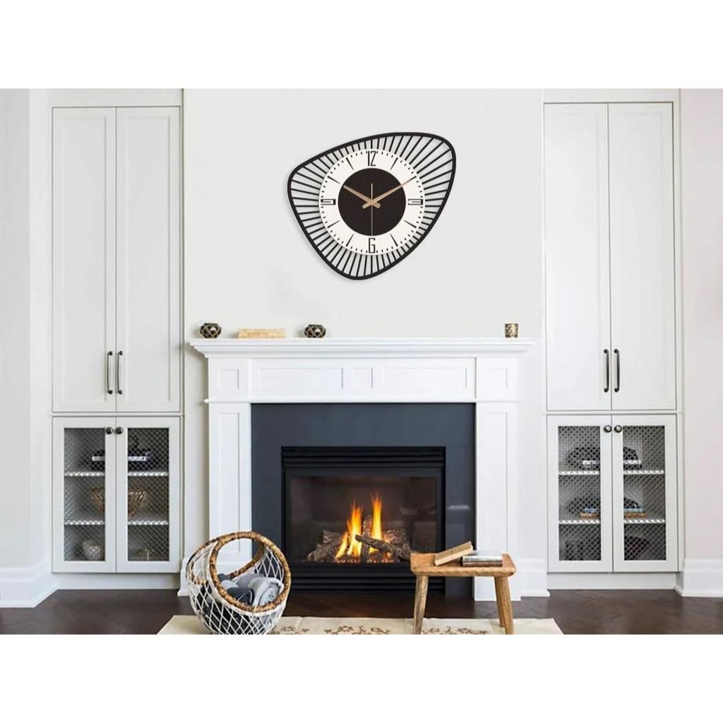Large World Map Wall Clock, Metal Minimalist Modern Clock, Round Silent Non-Ticking Battery Operated Wall Clocks for Living Room/Home/