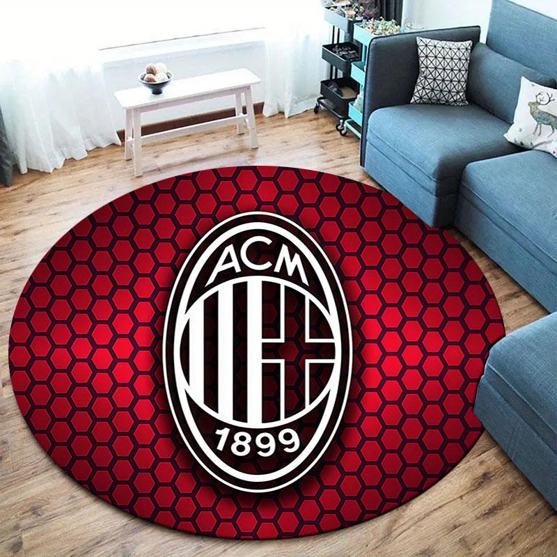 AC Milan Round Area Rug,Carpet Rug for Living Room Bedroom Sofa Playroom Decor,Non-slip Floor Mat