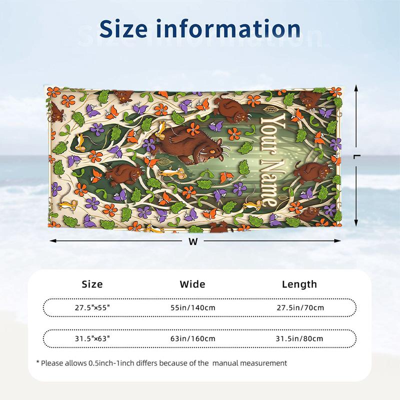 The Gruffalo Beach Towel, Personalized Custom Text, Quick Dry Soft Large Towel For Swimming Pool Travel