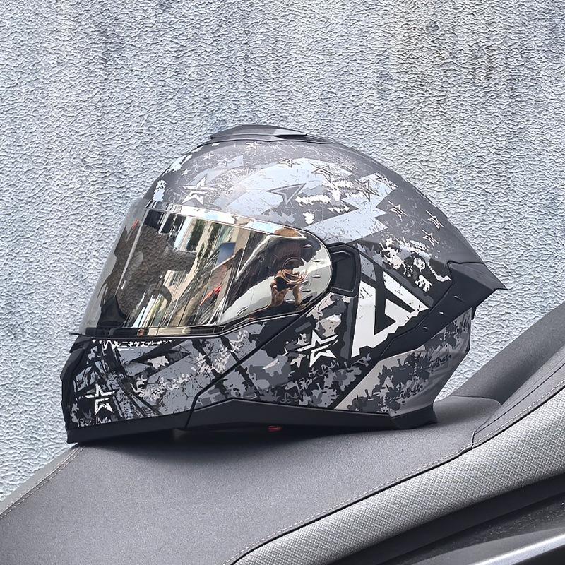 Motorcycle Helmet Men's and Women's Face-off Helmet Summer Locomotive Full Helmet Universal Safety In All Seasons