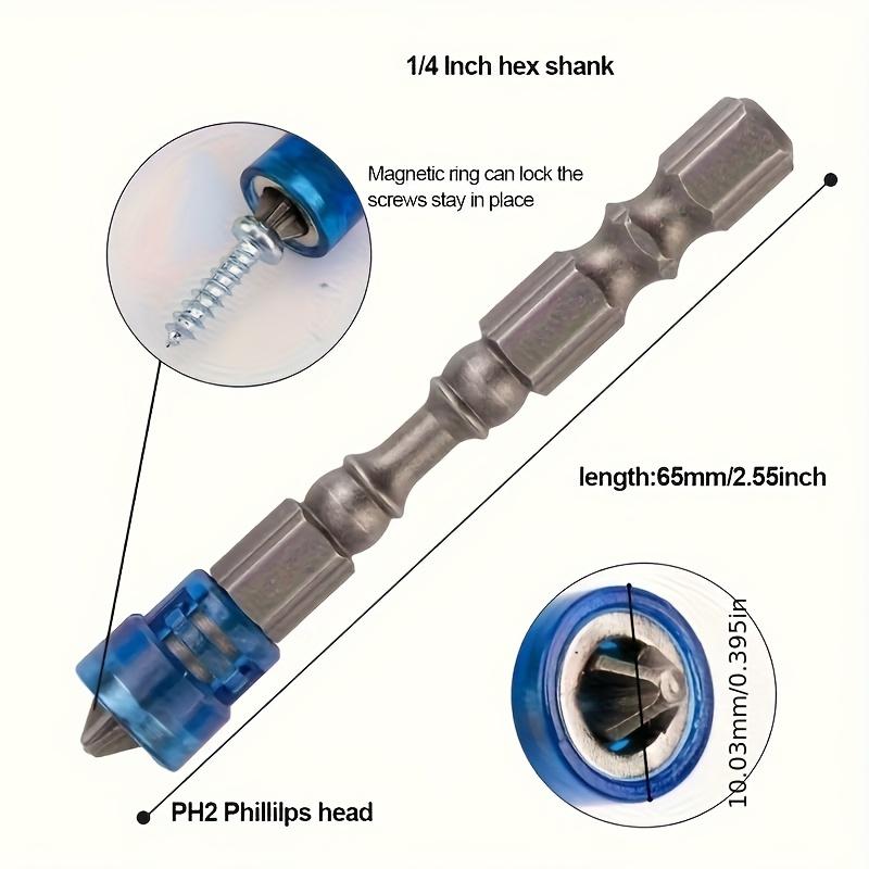 Magnetic Cross Drill Bits, 5pcs S2 Steel 65mm, 1/4" Hex Shank, Industrial-Grade for Electric Screwdrivers