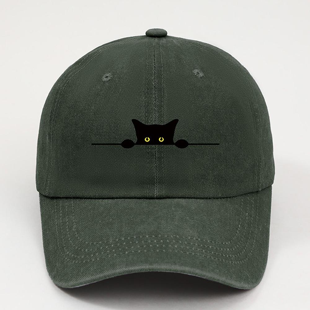 cute black cat printed baseball cap for Unisex and Women washable casual outdoor caps breathable for summer student sun hat