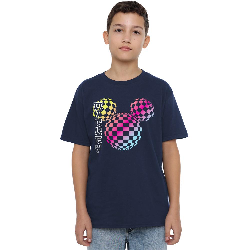 Mickey Mouse Barn/Barn Rutig Gradient Logotyp T-shirt