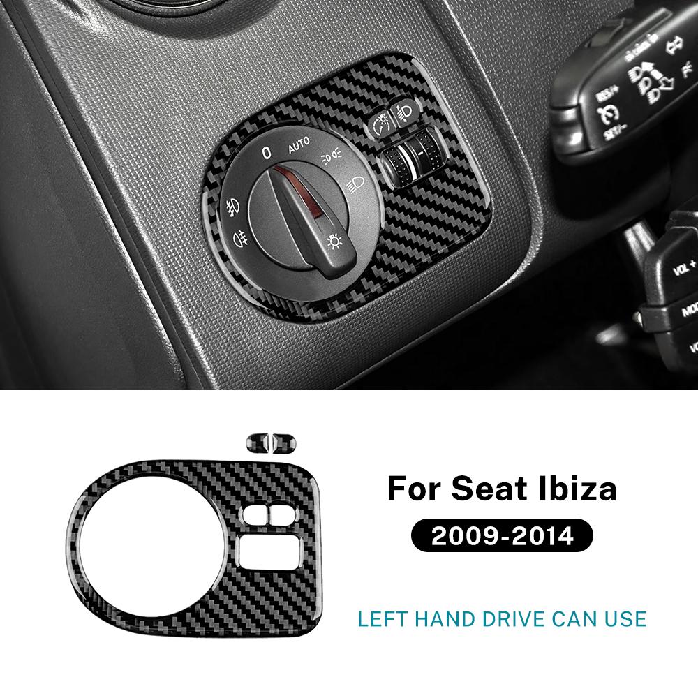 Real Soft Carbon Fiber Sticker For Seat Ibiza 6j 2009 2010 2011 2012 2013 2014 LHD RHD Car Headlight Switch Frame Interior Trim