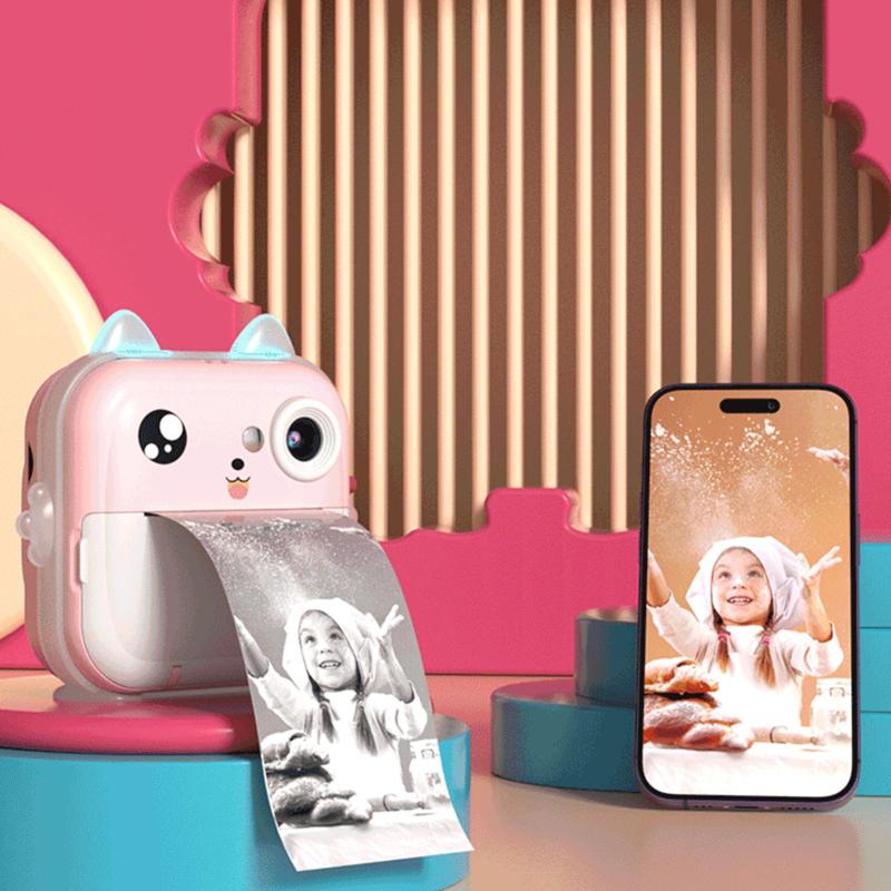 Instant camera voor kinderen, 2,0 inch lcd-scherm, 1080p HD kindercamera, instant camera met drie rollen printpapier en 32G SD-kaart, cadeau voor kinderen van 3-12 jaar
