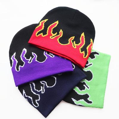 Fire Flame Beanie Graphic Beanie Flame Beanie Y2K Beanie Skullies Beanie Knit Beanie Hat Flame Skull Cap Slouchy Beanies