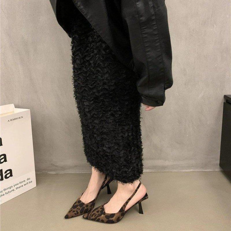 Fashion Women's Head Leopard Print Pointed High Heels Trend Elegant Ladys Heeled Sandals OfficeLuxury Party Women's Pumps Zapatos Mujer