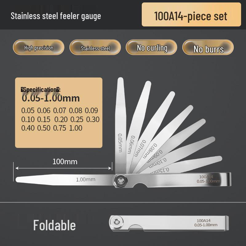 Stainless Steel High Precision Feeler Gauge Set for Valve Clearance Measurement
