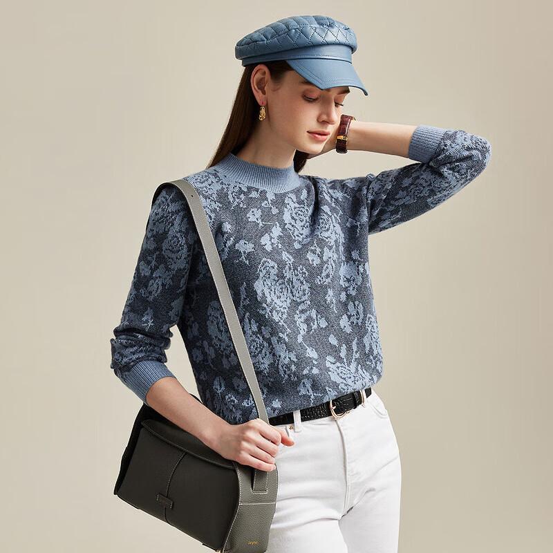 Zhaojun Women's Jacquard Cashmere Mock Neck Pullover