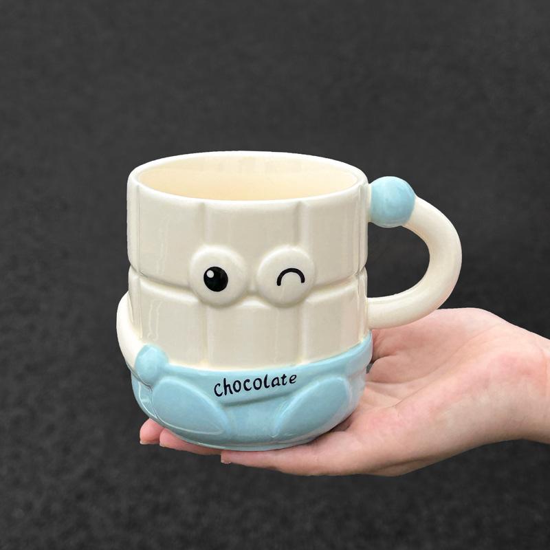 High-value Cartoon Straw Cup Cute Ceramic Mug with Lid for Girls' Girlfriend's Birthday Gift Souvenir